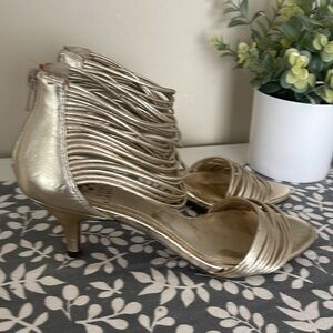 Gold Vince Camuto Low Heels/Sandal, Size 6, Worn A Few Times But in Great Shape